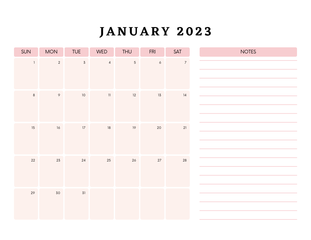 January 2023 calendar